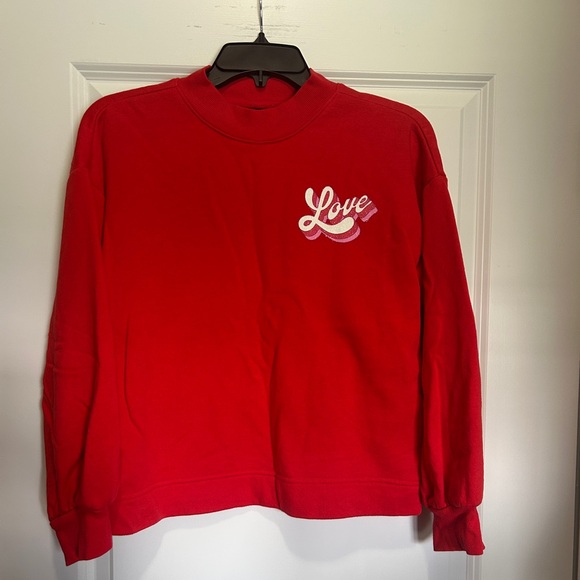 Old Navy Red Crew Neck Sweater with Love Embroidery - Picture 1 of 3